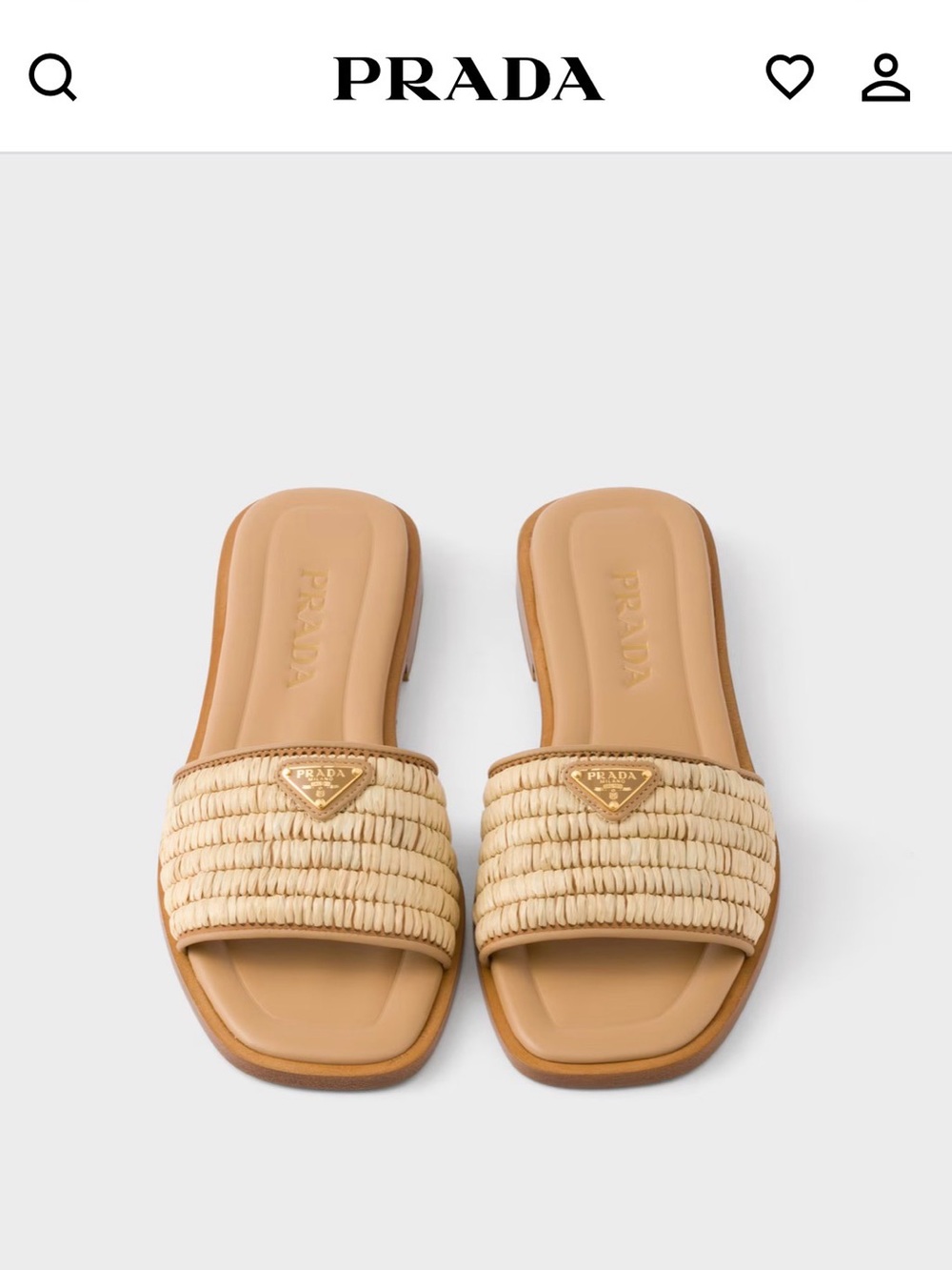 Prada Donna Natural Raffia Slide Sandals Sz. 8/38